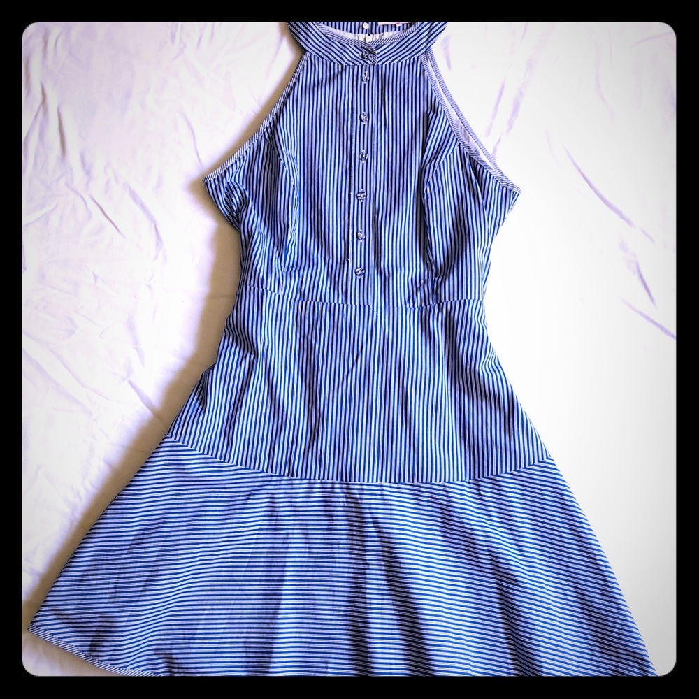Parker Pin Striped Blue & White Dress Size 8